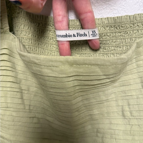 Abercrombie & Fitch Sage Green Puff Sleeve Smocked Mini Dress XS - Picture 5 of 9